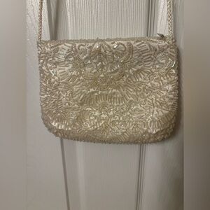 New Elegant Cream Beaded Clutch/shoulder bag